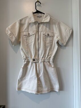 We Wore What White Jean Romper